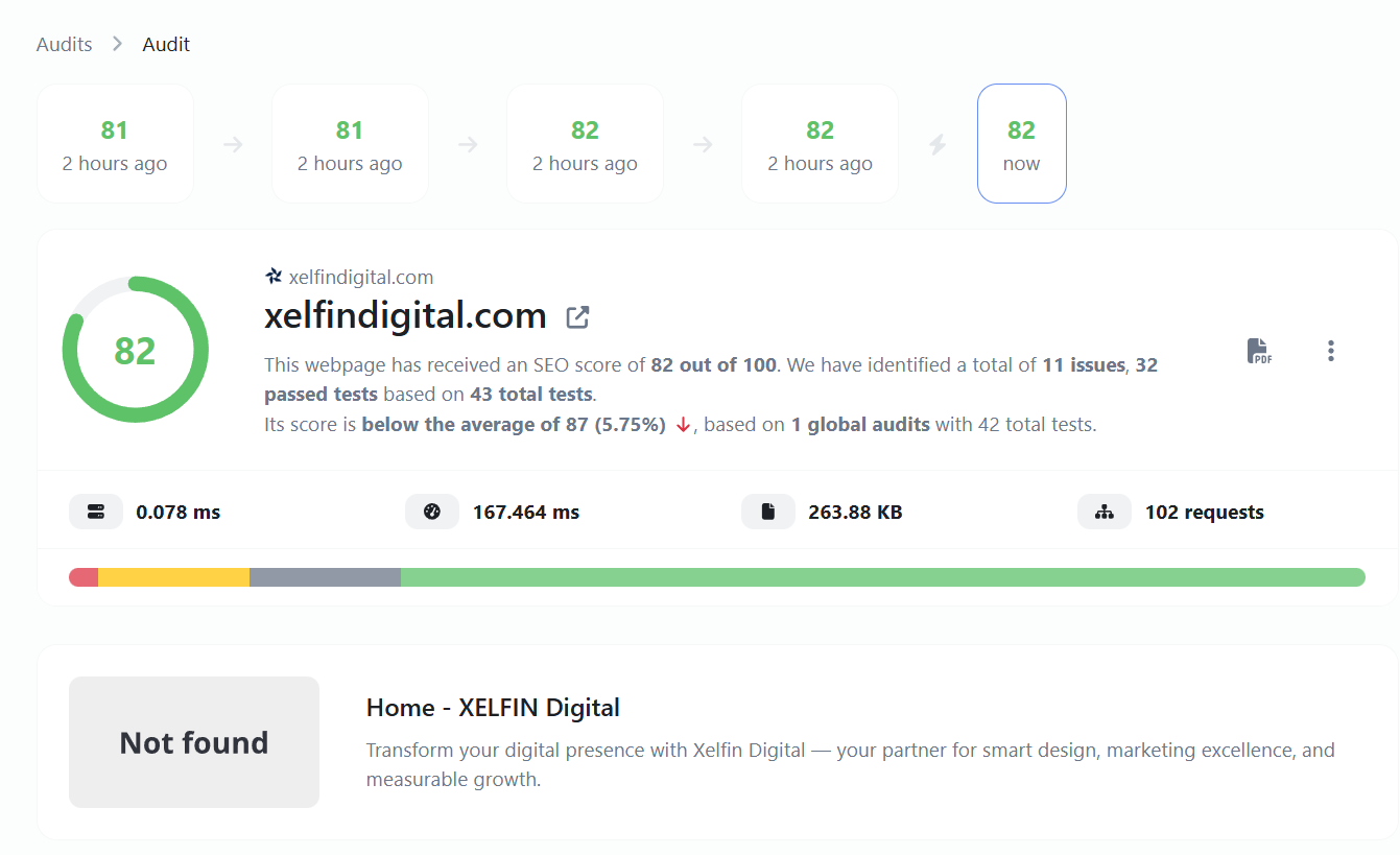 Screenshot of the app audit history tracking feature
